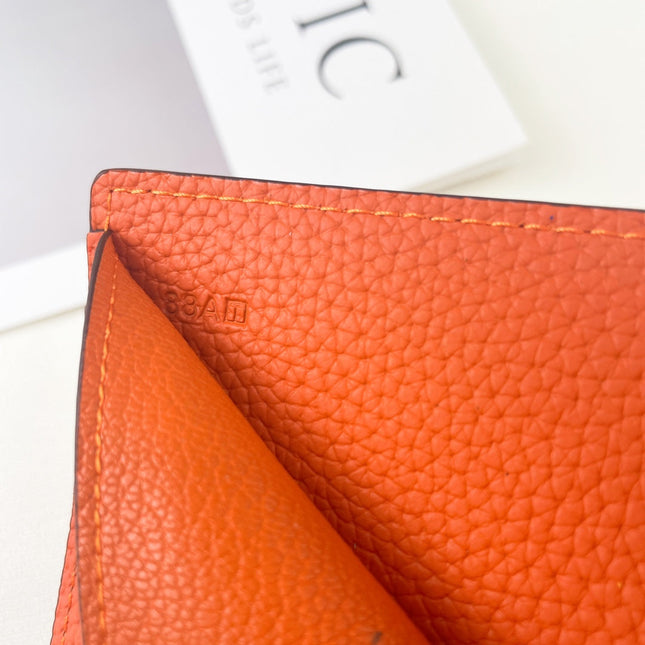 HM SILK’IN DOLLAR WALLET 11 ORANGE GRAINED CALFSKIN