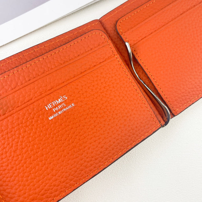HM SILK’IN DOLLAR WALLET 11 ORANGE GRAINED CALFSKIN