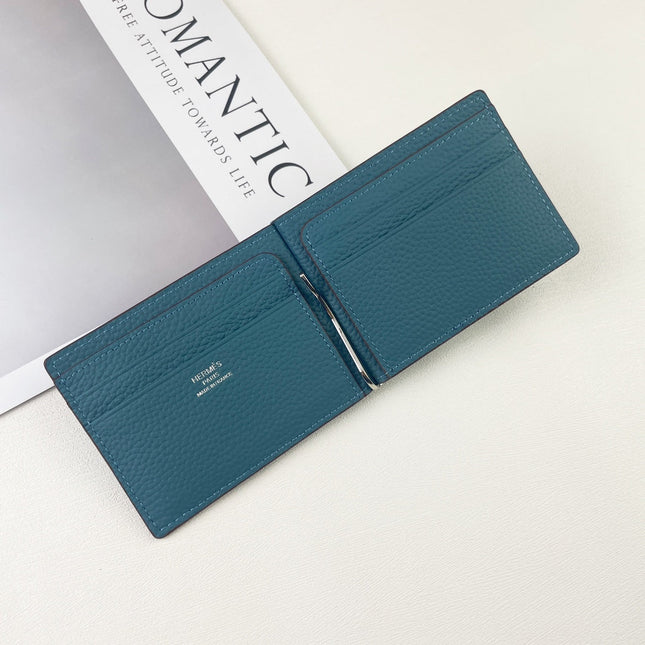 HM SILK’IN DOLLAR WALLET 11 CERULEAN GRAINED CALFSKIN