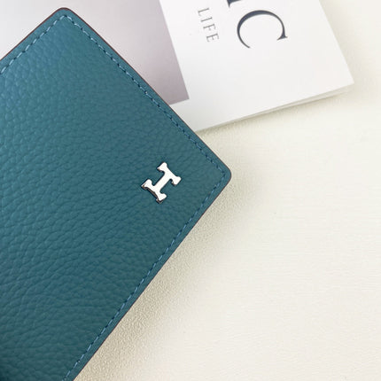 HM SILK’IN DOLLAR WALLET 11 CERULEAN GRAINED CALFSKIN
