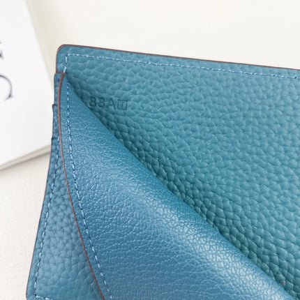 HM SILK’IN DOLLAR WALLET 11 CERULEAN GRAINED CALFSKIN
