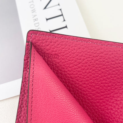 HM SILK’IN DOLLAR WALLET 11 RED PINK GRAINED CALFSKIN