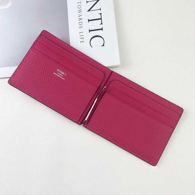 HM SILK’IN DOLLAR WALLET 11 RED PINK GRAINED CALFSKIN