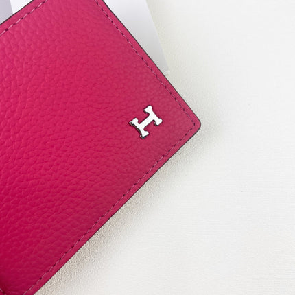 HM SILK’IN DOLLAR WALLET 11 RED PINK GRAINED CALFSKIN