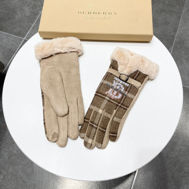 GLOVES IN MEDIUM BROWN WOOL AND RABBIT FUR 129714