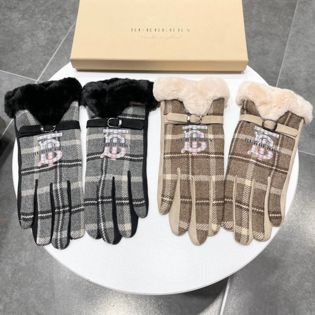 GLOVES IN MEDIUM BROWN WOOL AND RABBIT FUR 129714
