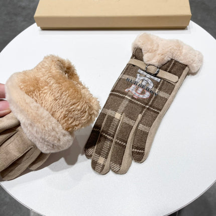 GLOVES IN MEDIUM BROWN WOOL AND RABBIT FUR 129714