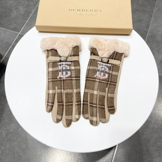 GLOVES IN MEDIUM BROWN WOOL AND RABBIT FUR 129714