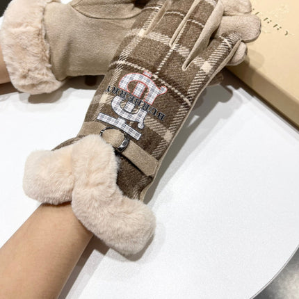 GLOVES IN MEDIUM BROWN WOOL AND RABBIT FUR 129714