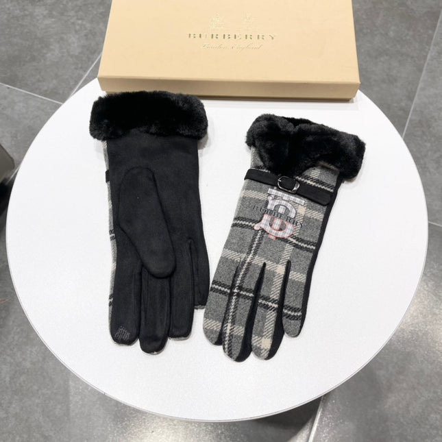 GLOVES IN BLACK WOOL AND RABBIT FUR 129715