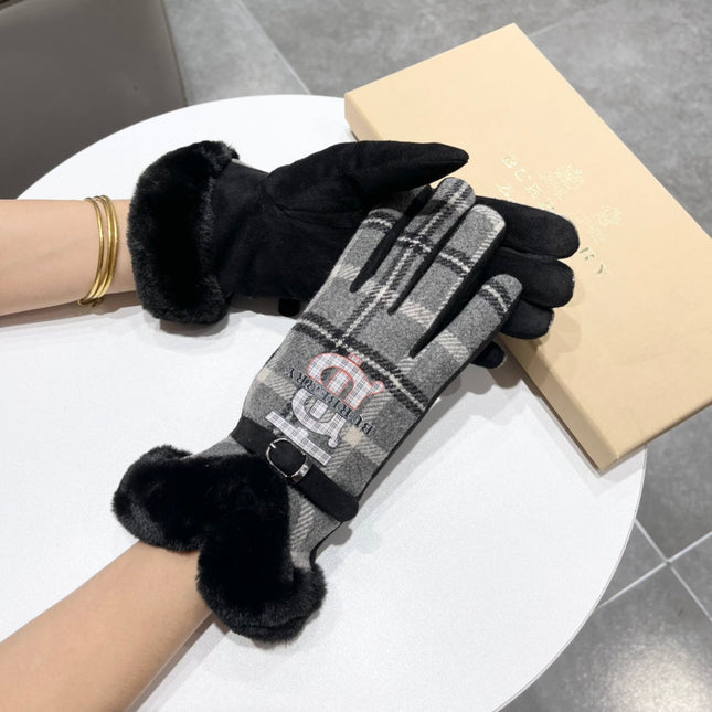 GLOVES IN BLACK WOOL AND RABBIT FUR 129715