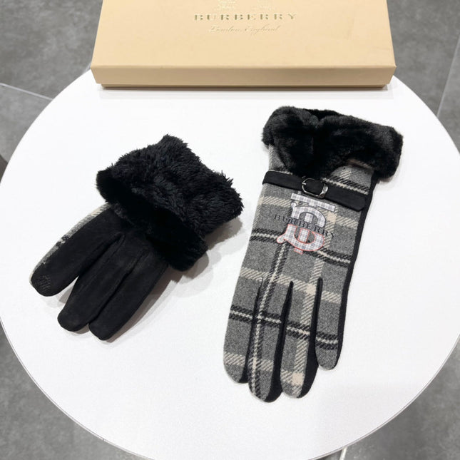 GLOVES IN BLACK WOOL AND RABBIT FUR 129715