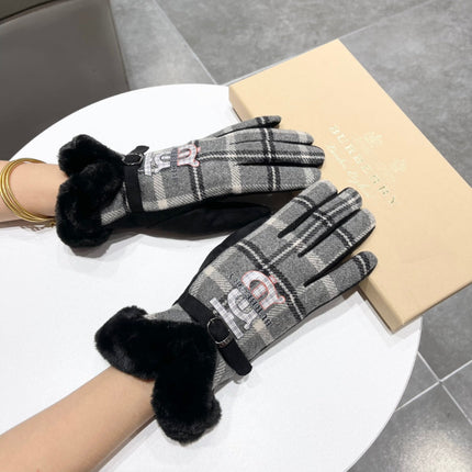 GLOVES IN BLACK WOOL AND RABBIT FUR 129715