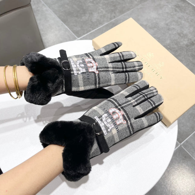 GLOVES IN BLACK WOOL AND RABBIT FUR 129715