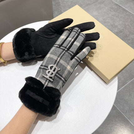 GLOVES IN BLACK WOOL AND RABBIT FUR 158883