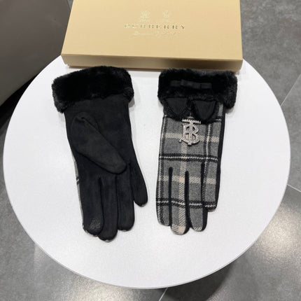 GLOVES IN BLACK WOOL AND RABBIT FUR 158883