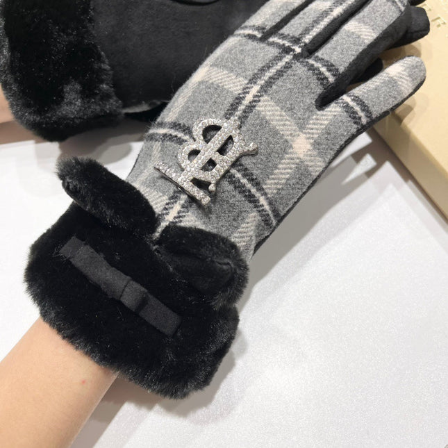 GLOVES IN BLACK WOOL AND RABBIT FUR 158883