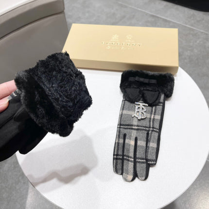 GLOVES IN BLACK WOOL AND RABBIT FUR 158883
