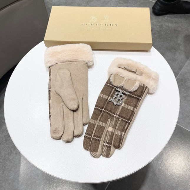 GLOVES IN MEDIUM BROWN WOOL AND RABBIT FUR 158884