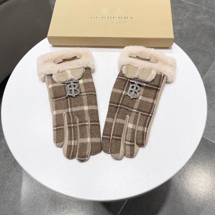 GLOVES IN MEDIUM BROWN WOOL AND RABBIT FUR 158884