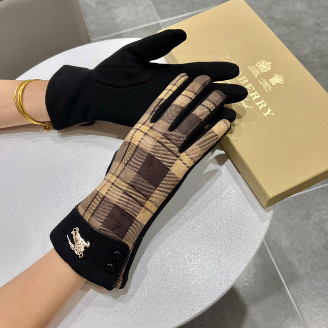 GLOVES IN BROWN AND BLACK WOOL 183680