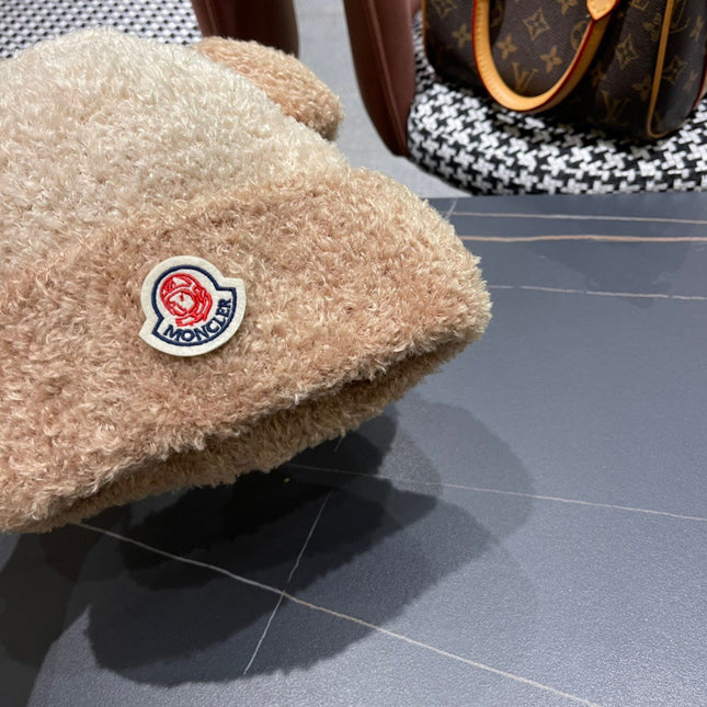 BEANIE HAT IN CAMEL BROWN WOOL AND RABBIT FUR 437685
