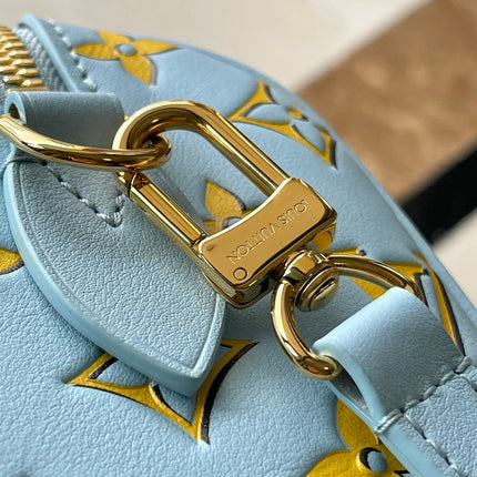 SPEEDY BANDOULIÈRE 20 IN SKY YELLOW MONOGRAM CALFSKIN GOLD BUCKLE