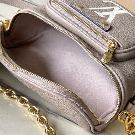 MINI BUMBAG 17 IN TOURTERELLE WHITE MONOGRAM EMPREINTE LEATHER GOLD HARDWARE