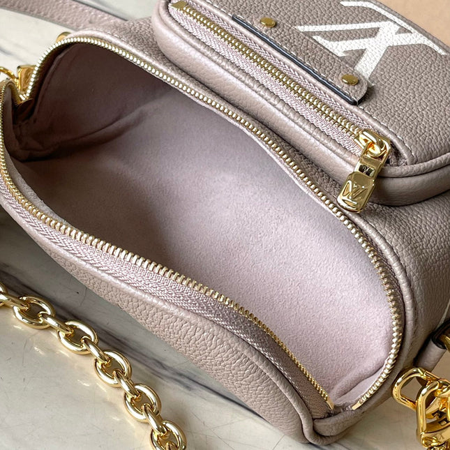 MINI BUMBAG 17 IN TOURTERELLE WHITE MONOGRAM EMPREINTE LEATHER GOLD HARDWARE