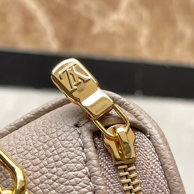 MINI BUMBAG 17 IN TOURTERELLE WHITE MONOGRAM EMPREINTE LEATHER GOLD HARDWARE