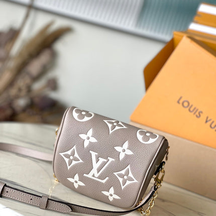 MINI BUMBAG 17 IN TOURTERELLE WHITE MONOGRAM EMPREINTE LEATHER GOLD HARDWARE