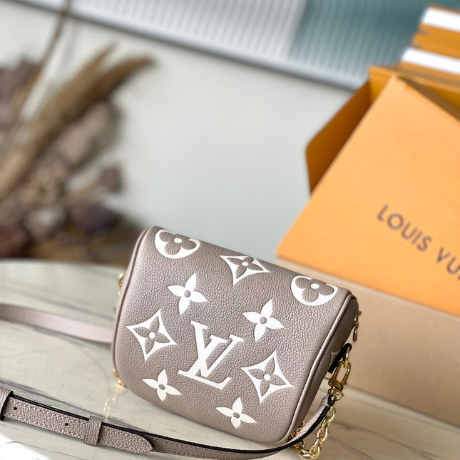 MINI BUMBAG 17 IN TOURTERELLE WHITE MONOGRAM EMPREINTE LEATHER GOLD HARDWARE