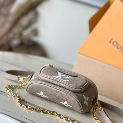 MINI BUMBAG 17 IN TOURTERELLE WHITE MONOGRAM EMPREINTE LEATHER GOLD HARDWARE