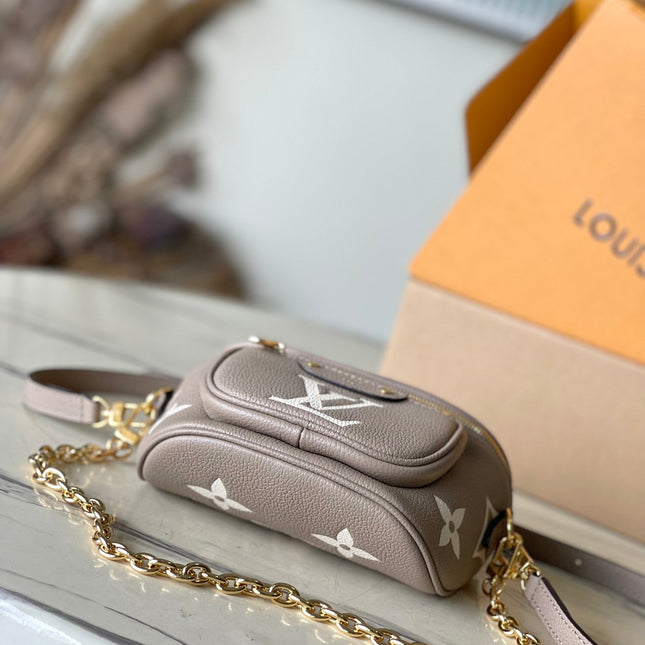 MINI BUMBAG 17 IN TOURTERELLE WHITE MONOGRAM EMPREINTE LEATHER GOLD HARDWARE