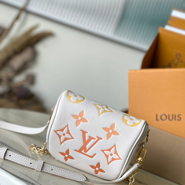 MINI BUMBAG 17 IN WHITE ORANGE MONOGRAM EMPREINTE LEATHER GOLD HARDWARE