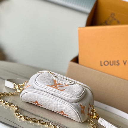 MINI BUMBAG 17 IN WHITE ORANGE MONOGRAM EMPREINTE LEATHER GOLD HARDWARE