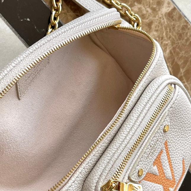 MINI BUMBAG 17 IN WHITE ORANGE MONOGRAM EMPREINTE LEATHER GOLD HARDWARE