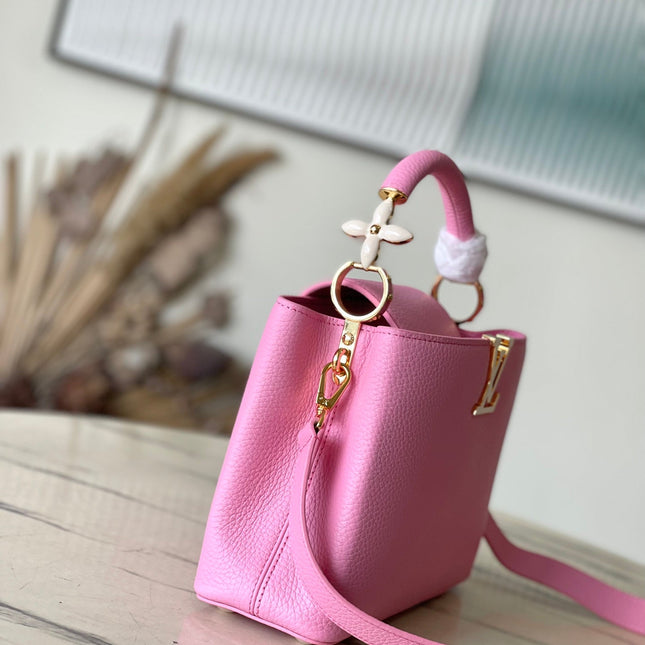 CAPUCINES BB 26 IN MARSHMALLOW PINK TAURILLON GOLD HARDWARE