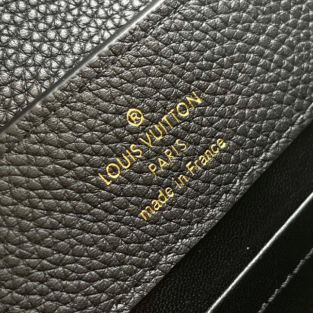 CAPUCINES EAST-WEST MINI 22 IN BLACK CALFSKIN GOLD HARDWARE