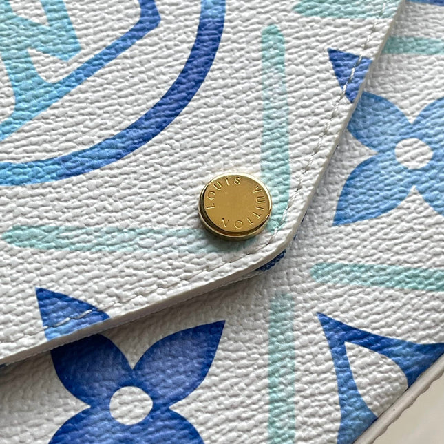 FÉLICIE POCHETTE 21 IN LAGOON BLUE MONOGRAM TILES CANVAS