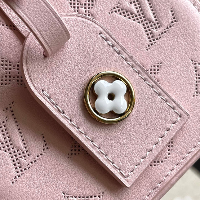 MINI BOITE CHAPEAU 13 IN LIGHT PINK MONOGRAM PERFORATED CALFSKIN