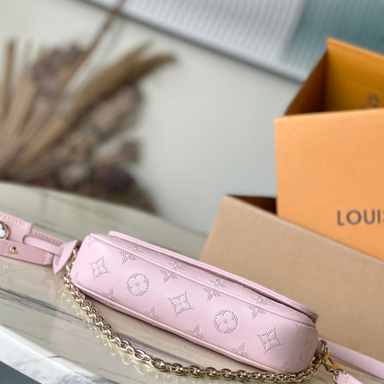 WALLET ON CHAIN IVY 23 IN LIGHT PINK MONOGRAM PERFORATED CALFSKIN GOLD HARDWARE