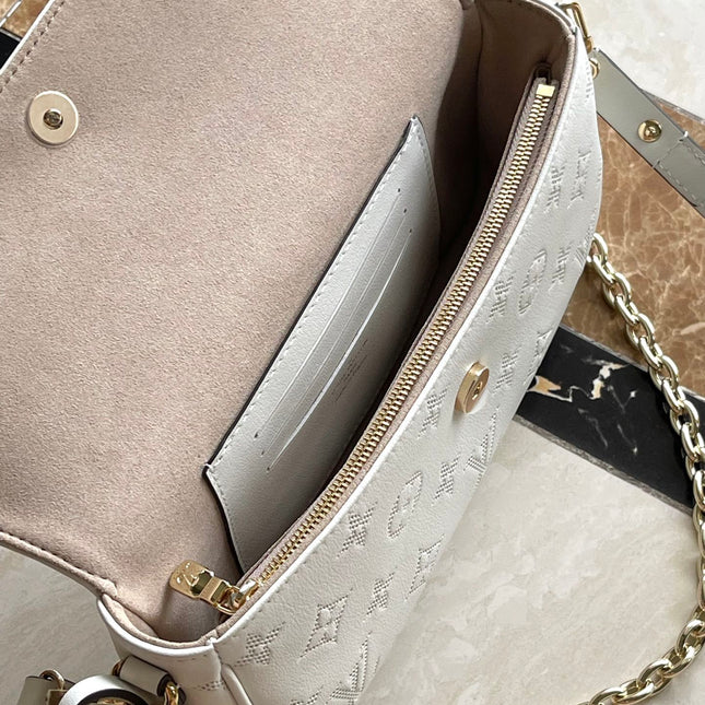 WALLET ON CHAIN IVY 23 IN WHITE MONOGRAM PERFORATED CALFSKIN GOLD HARDWARE