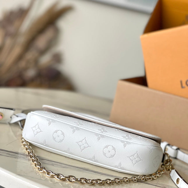 WALLET ON CHAIN IVY 23 IN WHITE MONOGRAM PERFORATED CALFSKIN GOLD HARDWARE