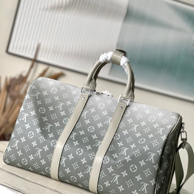 KEEPALL BANDOULIÈRE 45 IN GRAY MONOGRAM GRADIENT CANVAS