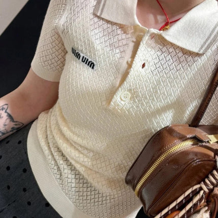 MIUMIU KNITTED POLO SHIRT STYLE 325