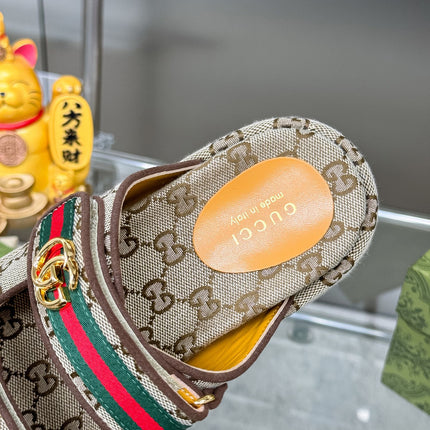 GG SANDALS 22 IN BEIGE FABRIC WITH GOLD HARDWARE