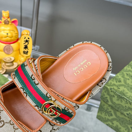 GG SANDALS 22 IN ORANGE CALFSKIN AND BEIGE FABRIC WITH GOLD HARDWARE