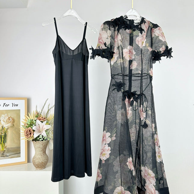 PRINTED LONG DRESS NATURA 25S IN SILK 266338