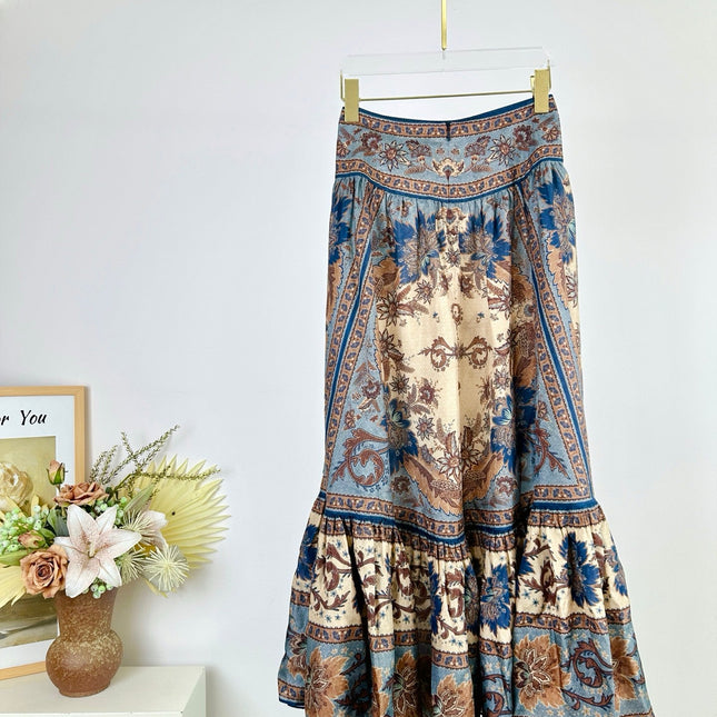LONG SKIRT PRINTED 25S IN SPUN SILK 266326